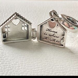 Authentic Pandora Silver Pink Enamel “Perfect Home” Opens Dangle Charm ~Retired